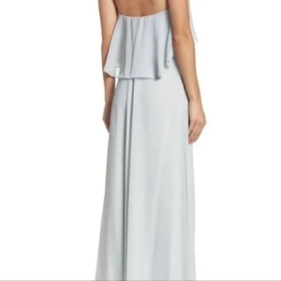 Nouvelle Amsale Cait Dress Formal Chiffon Blue - Picture 8 of 9